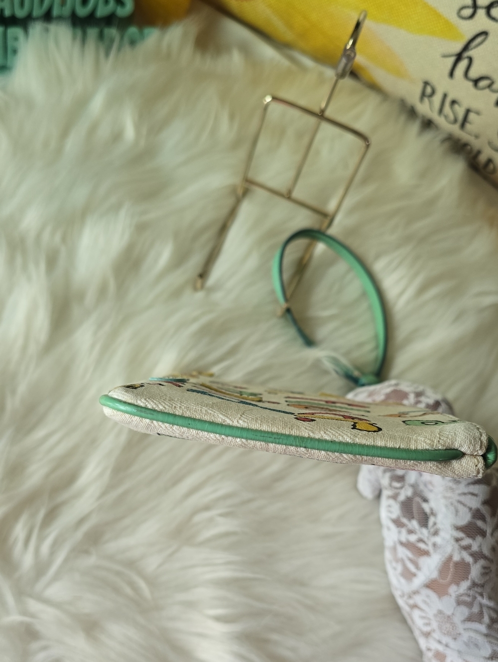 Coach POPPY Lettered Canvas Wristlet in Cream with Multicolor Raised Accents - Picture 7 of 16